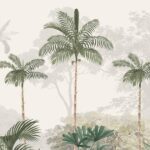 Kovalam Paradise, Palms Wallpaper for Rooms, Green, Customised Sukoon Series Canvas Nature Design (Customised Size Wallpaper)