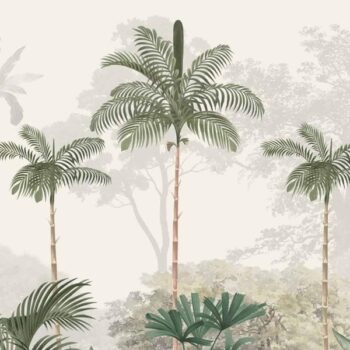 Kovalam Paradise, Palms Wallpaper for Rooms, Green, Customised Sukoon Series Canvas Nature Design (Customised Size Wallpaper)