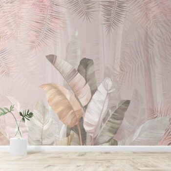 Pallav, A Champagne Pink Colors Tropical Wallpaper Indrani Series Soft Feel Tropical Design (Customised Size Wallpaper )